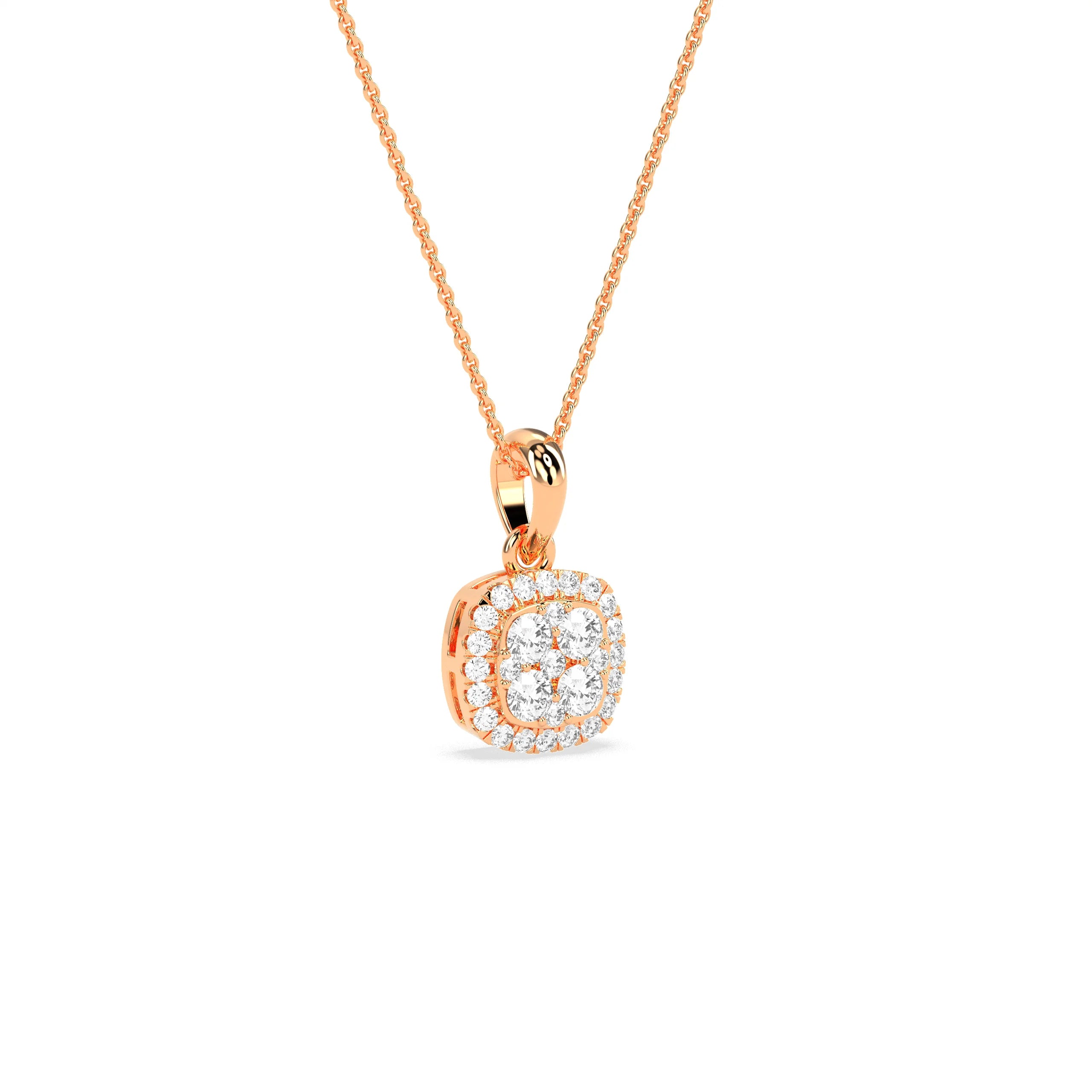 Elegant Square Cluster Diamond Pendant