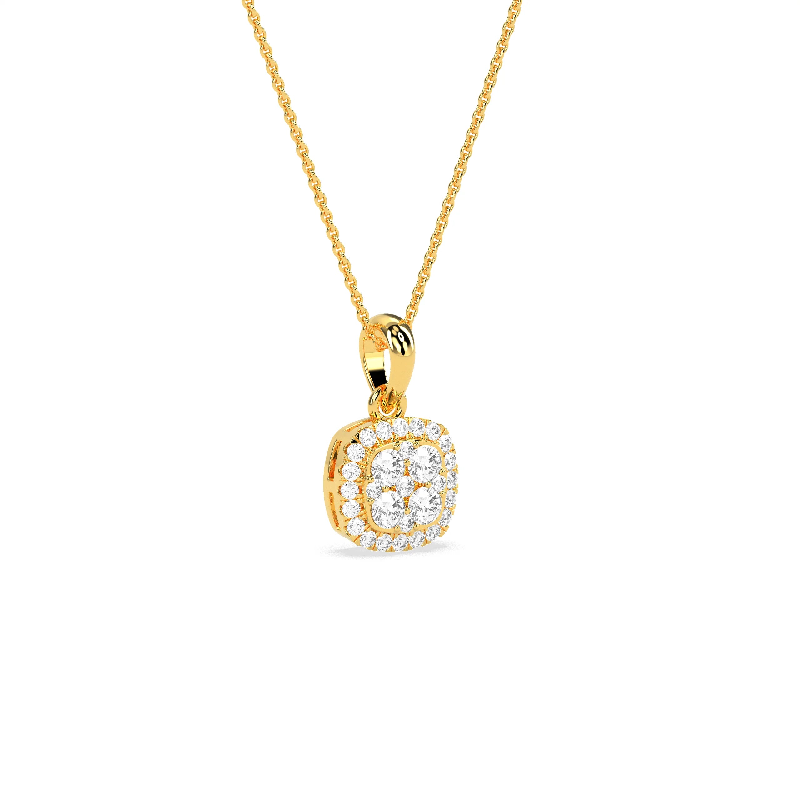 Elegant Square Cluster Diamond Pendant