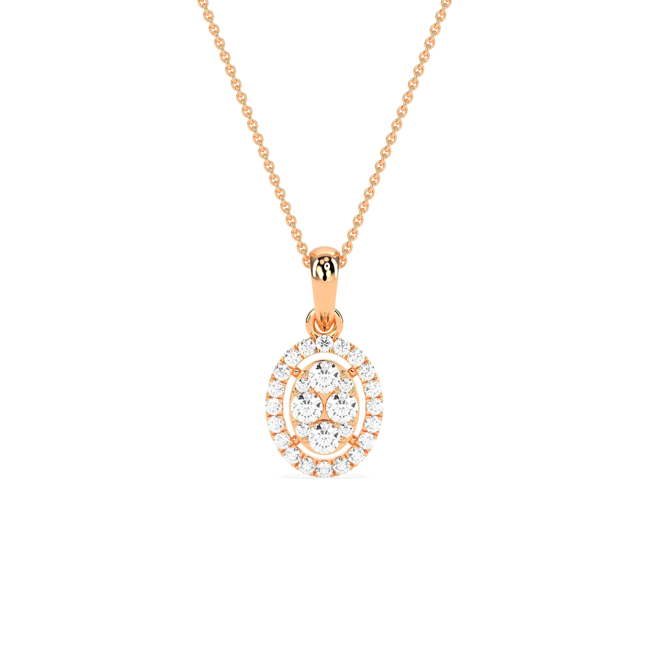 Stunning Oval Cluster Diamond Beauty Pendant