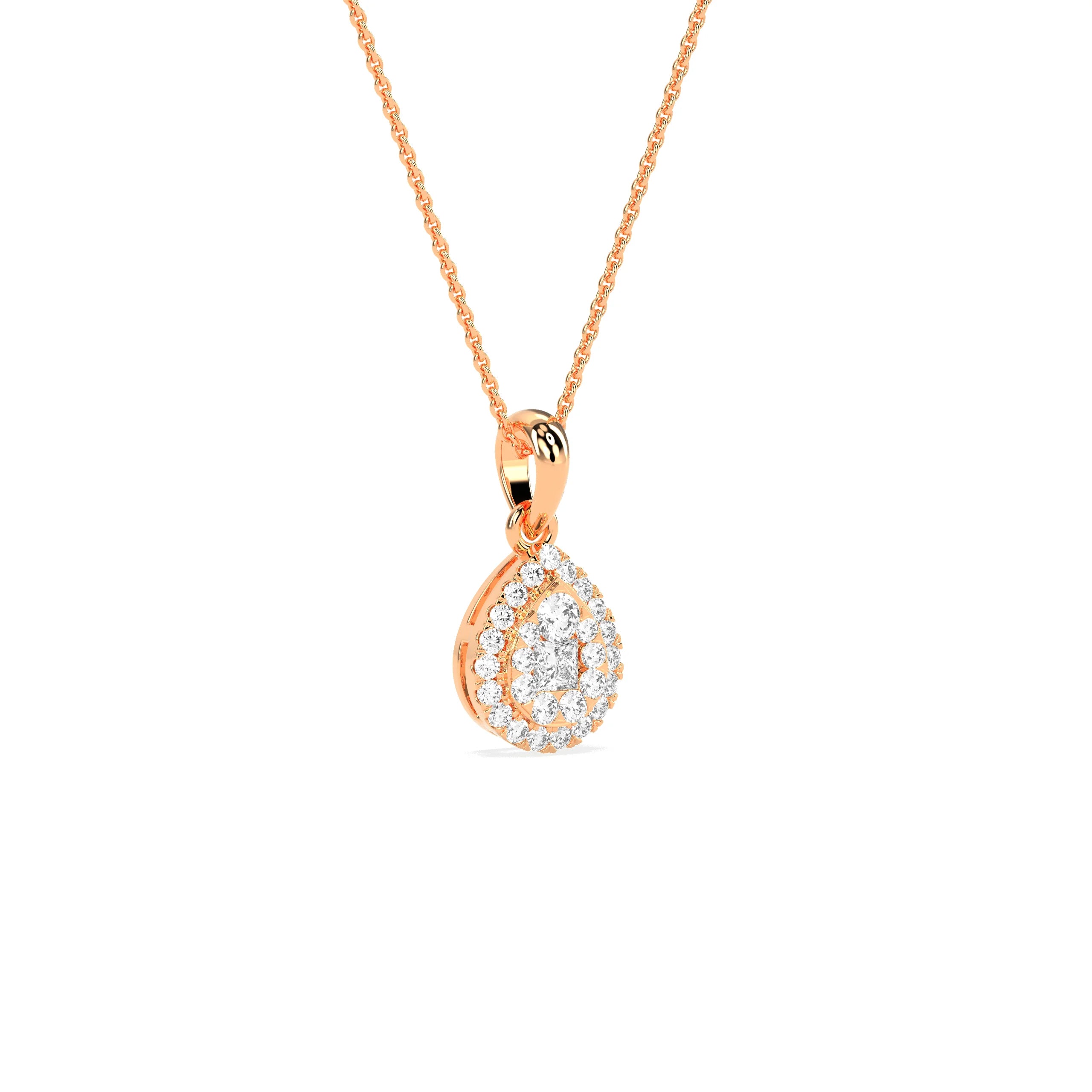 Stunning Pear Shaped Cluster Designed Diamond Pendant