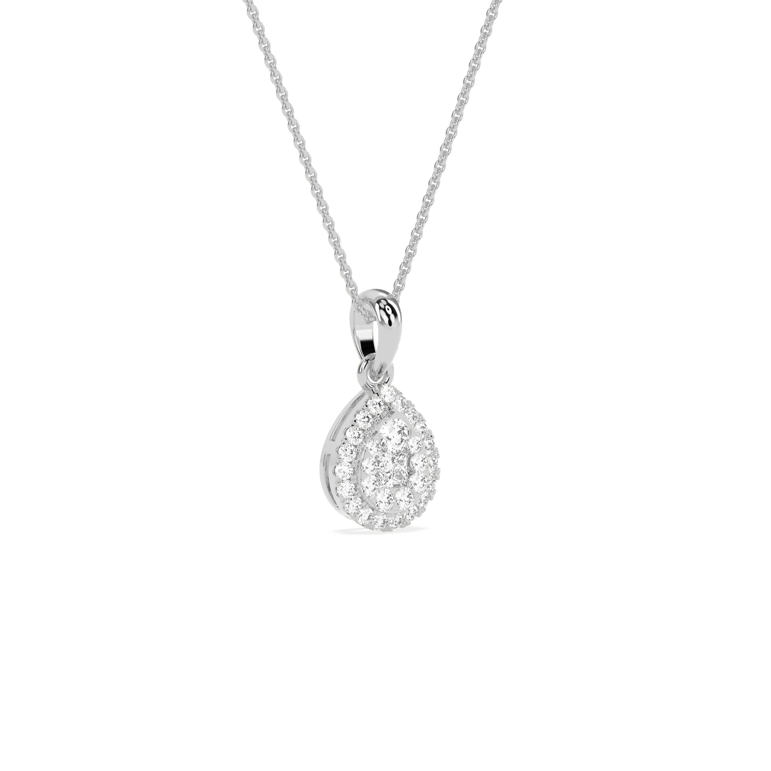 Stunning Pear Shaped Cluster Designed Diamond Pendant