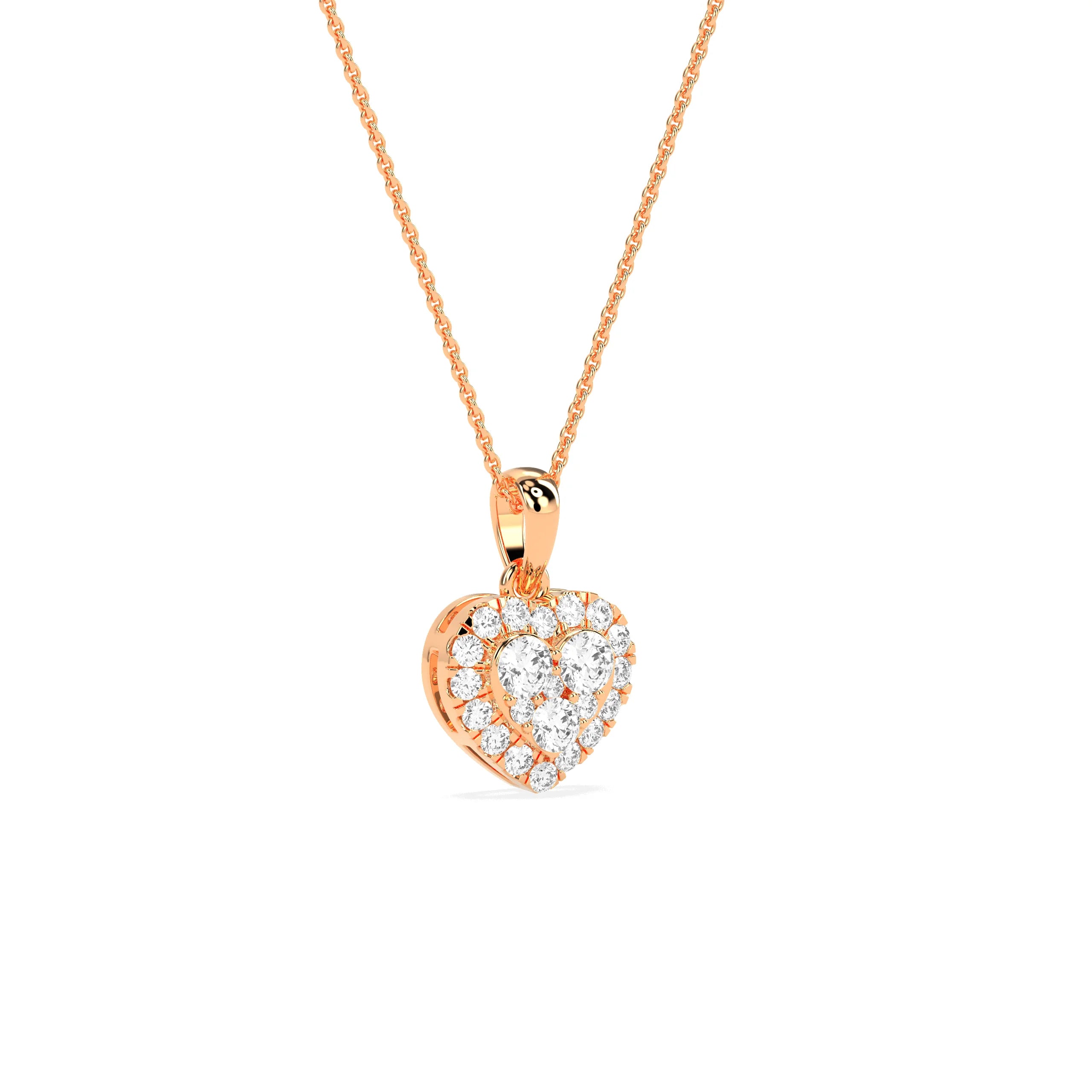 Stunning Heart Shaped Round Diamond Pendant