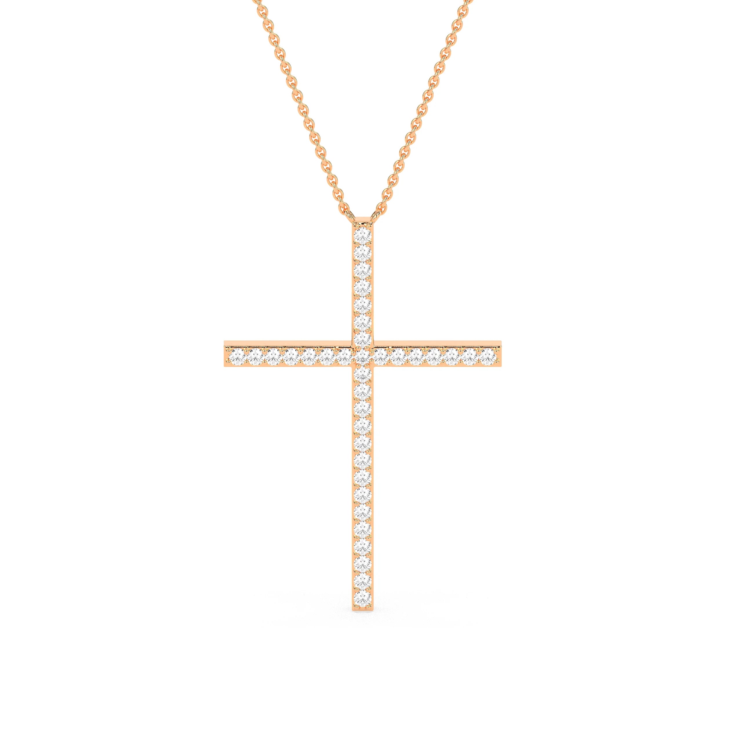 Exquisite Round Diamond Cross Beauty Pendant