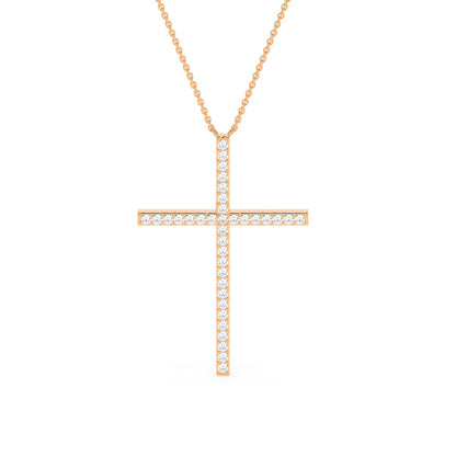 Exquisite Round Diamond Cross Beauty Pendant