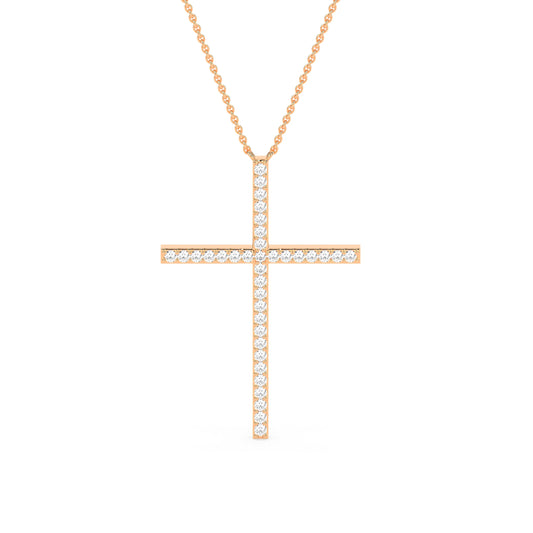 Exquisite Round Diamond Cross Beauty Pendant