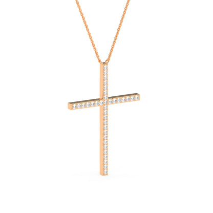 Exquisite Round Diamond Cross Beauty Pendant
