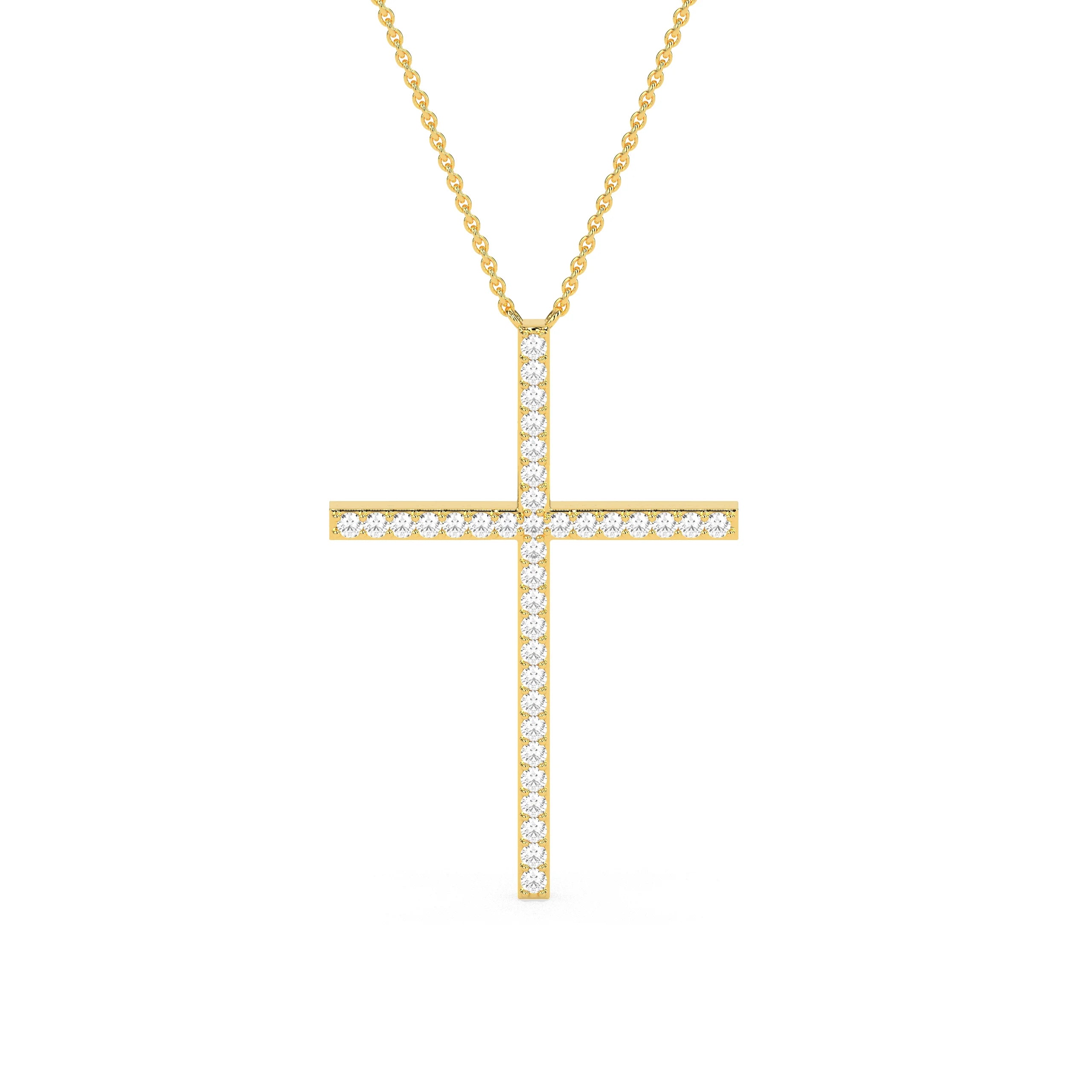 Exquisite Round Diamond Cross Beauty Pendant