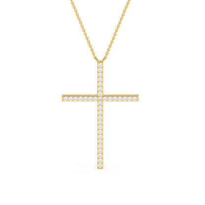Exquisite Round Diamond Cross Beauty Pendant