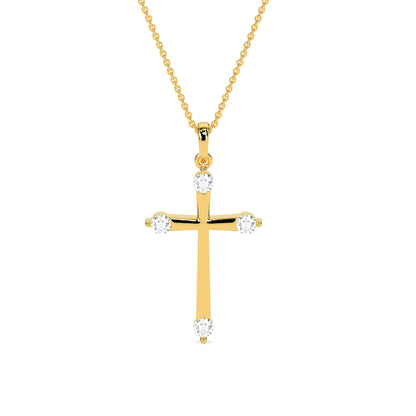 Timeless Round Shaped Diamond Cross Pendant