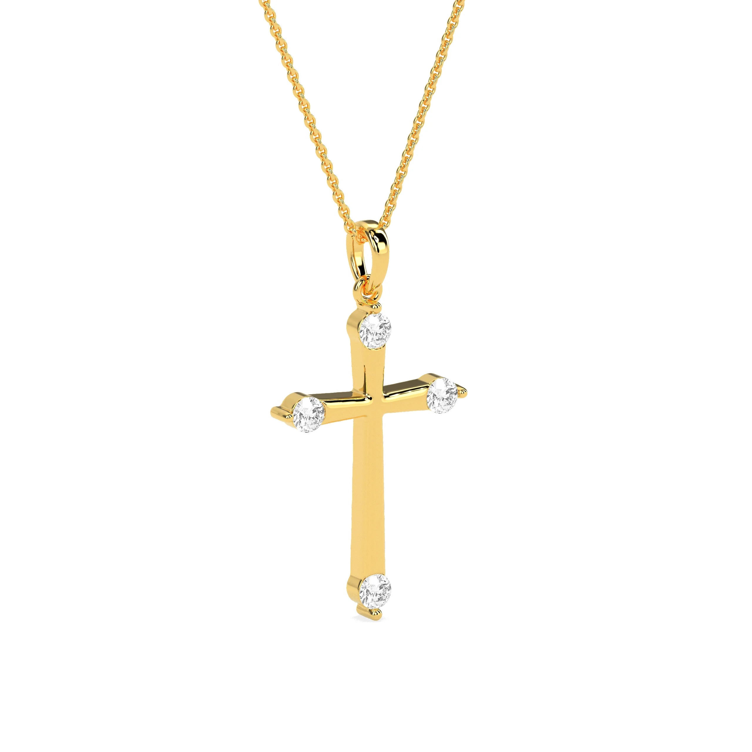 Timeless Round Shaped Diamond Cross Pendant