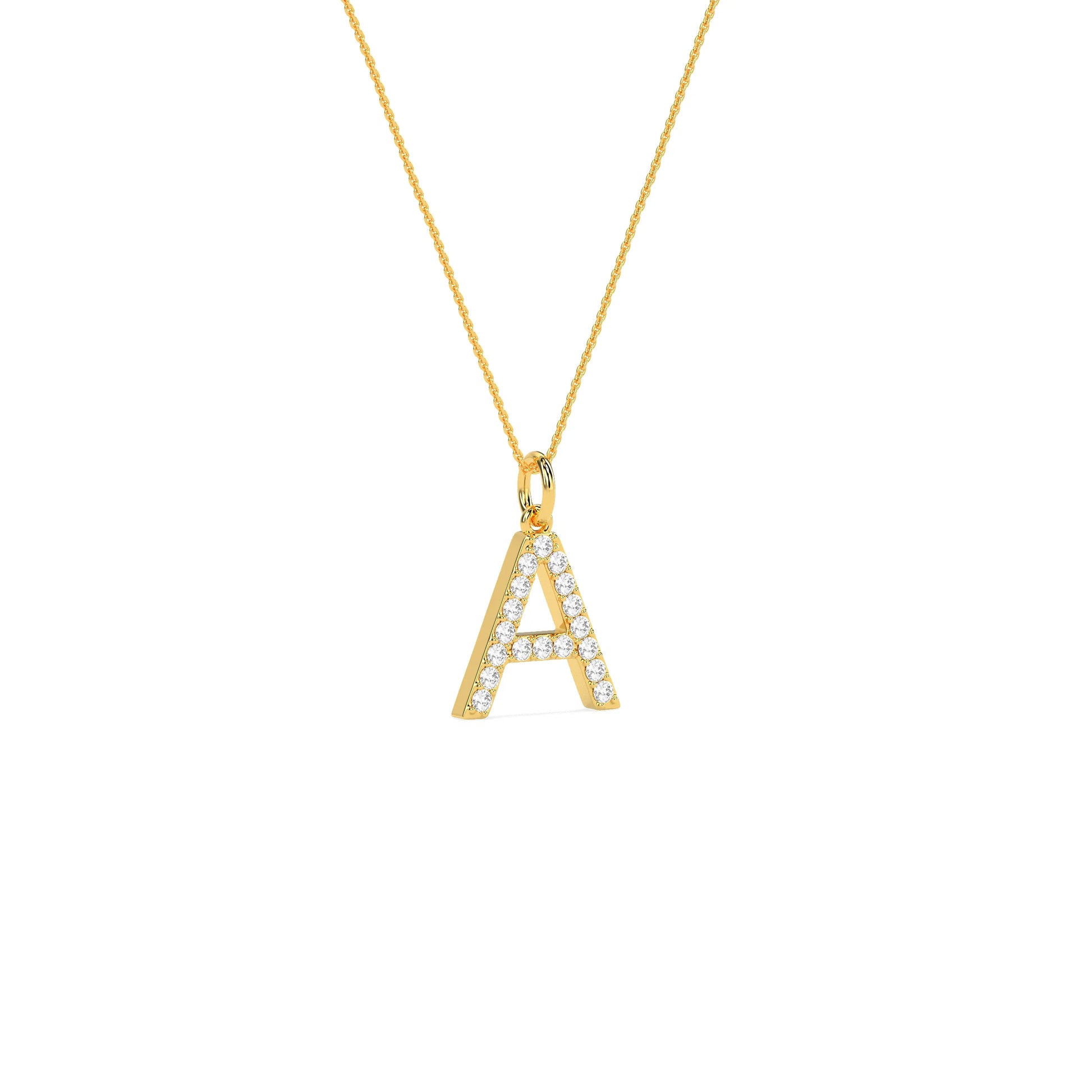 Unique Round Diamond Initial Letter Pendant