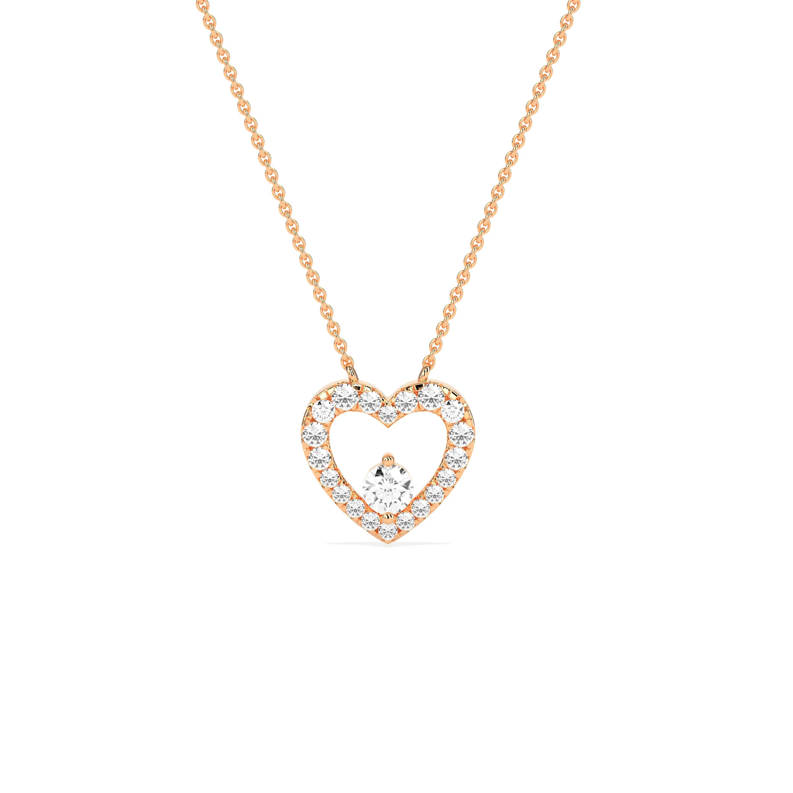 Exquisite Round Diamond Heart Pendant