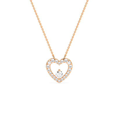 Exquisite Round Diamond Heart Pendant