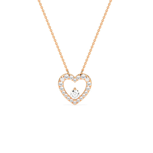 Exquisite Round Diamond Heart Pendant