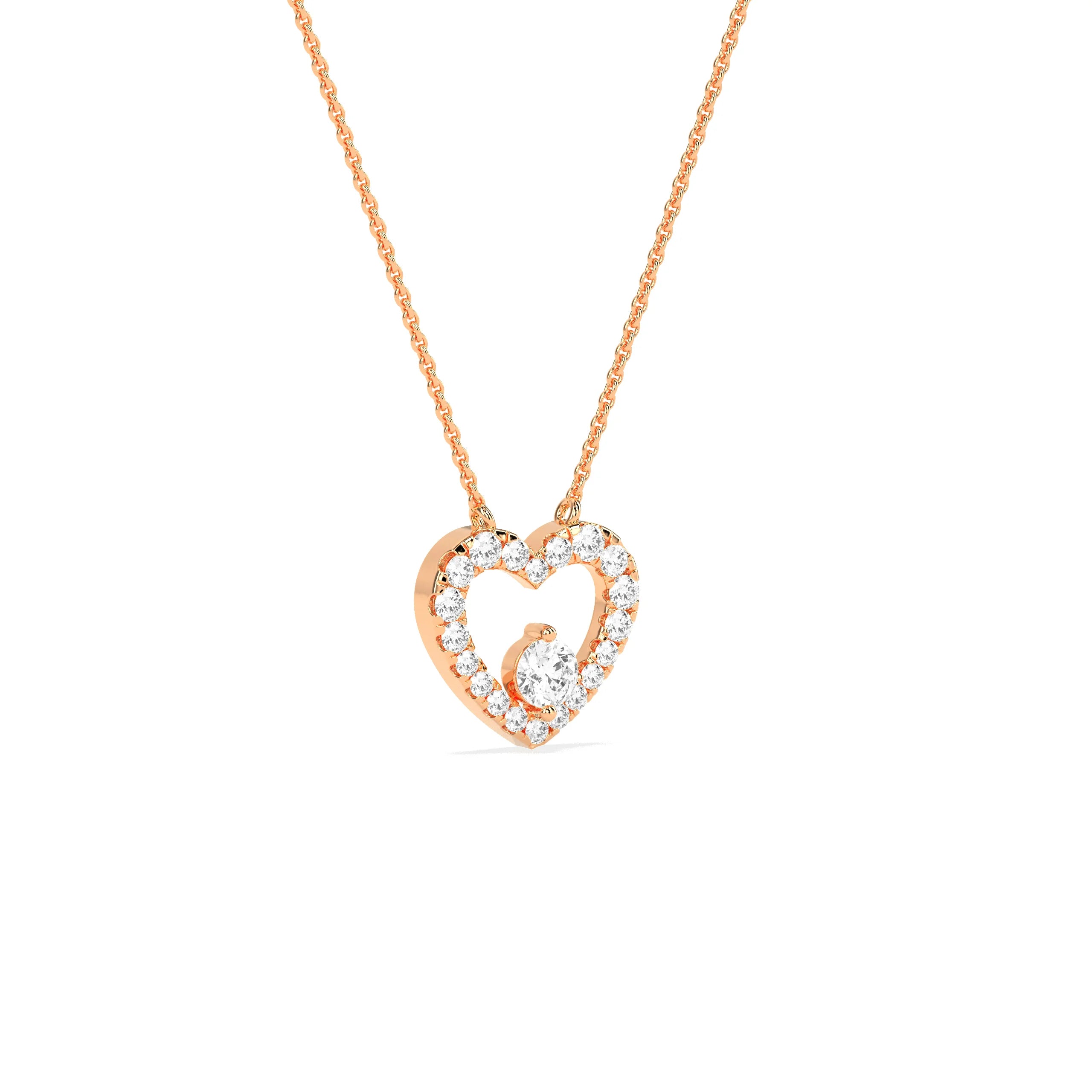 Exquisite Round Diamond Heart Pendant