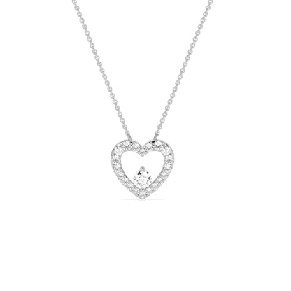 Exquisite Round Diamond Heart Pendant