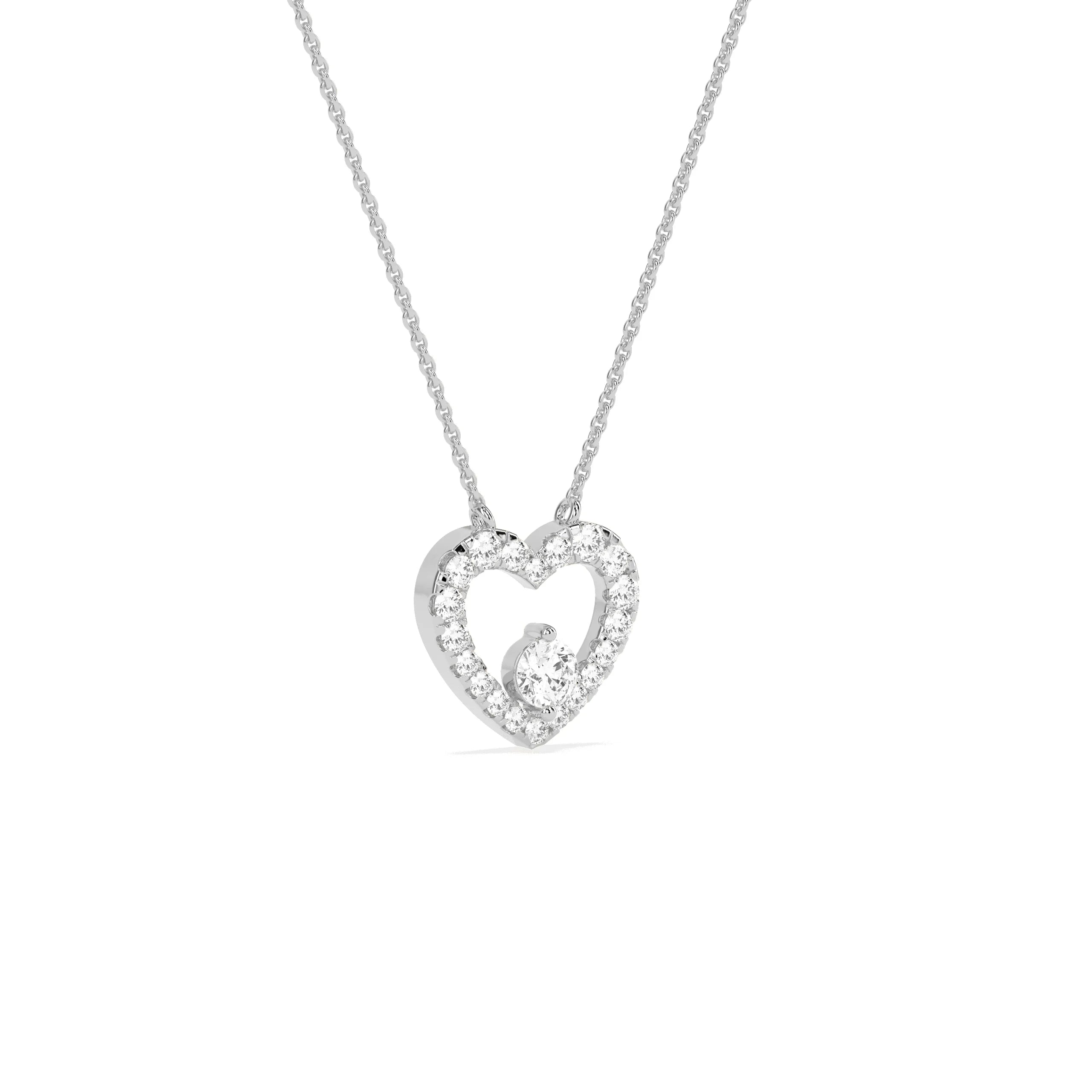 Exquisite Round Diamond Heart Pendant