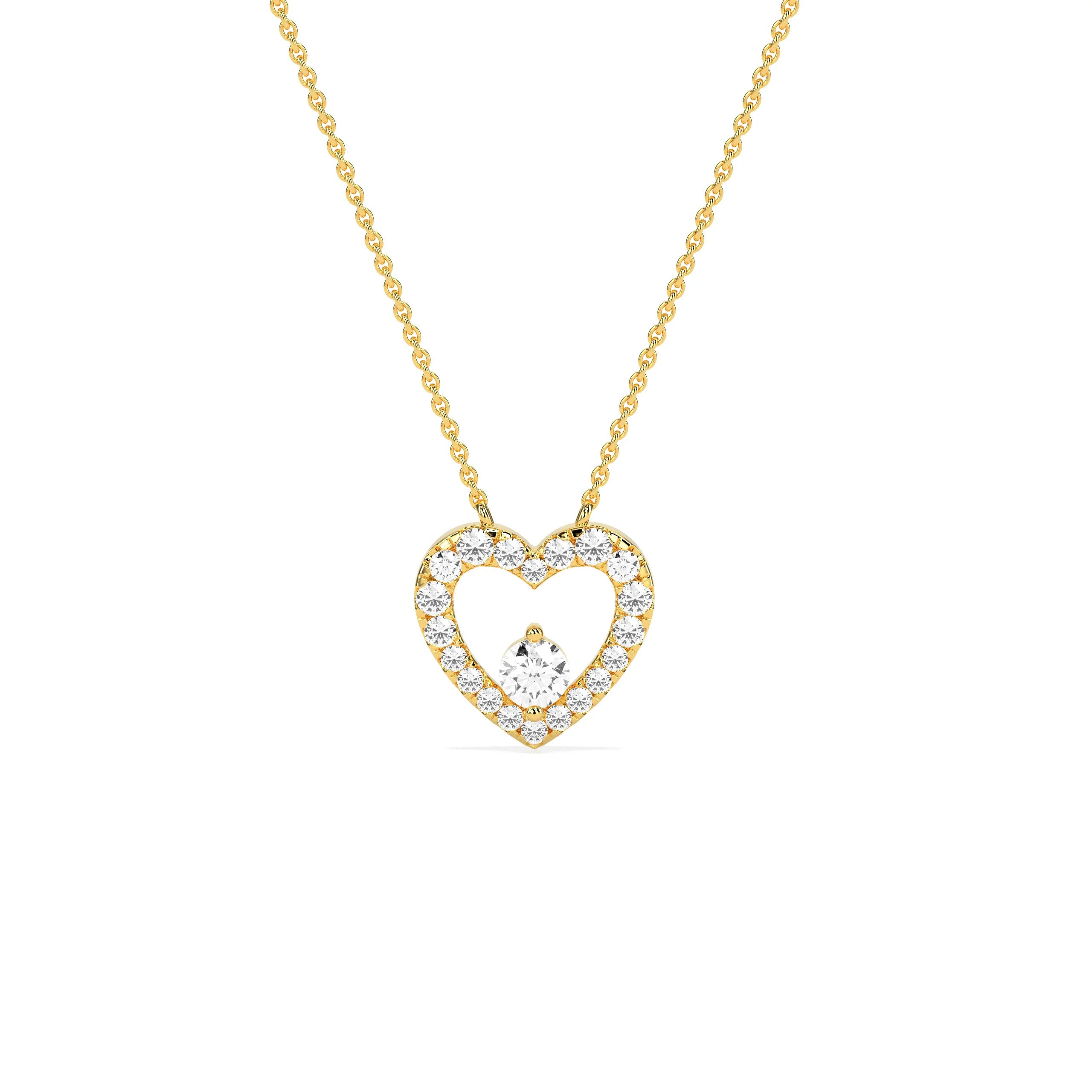 Exquisite Round Diamond Heart Pendant