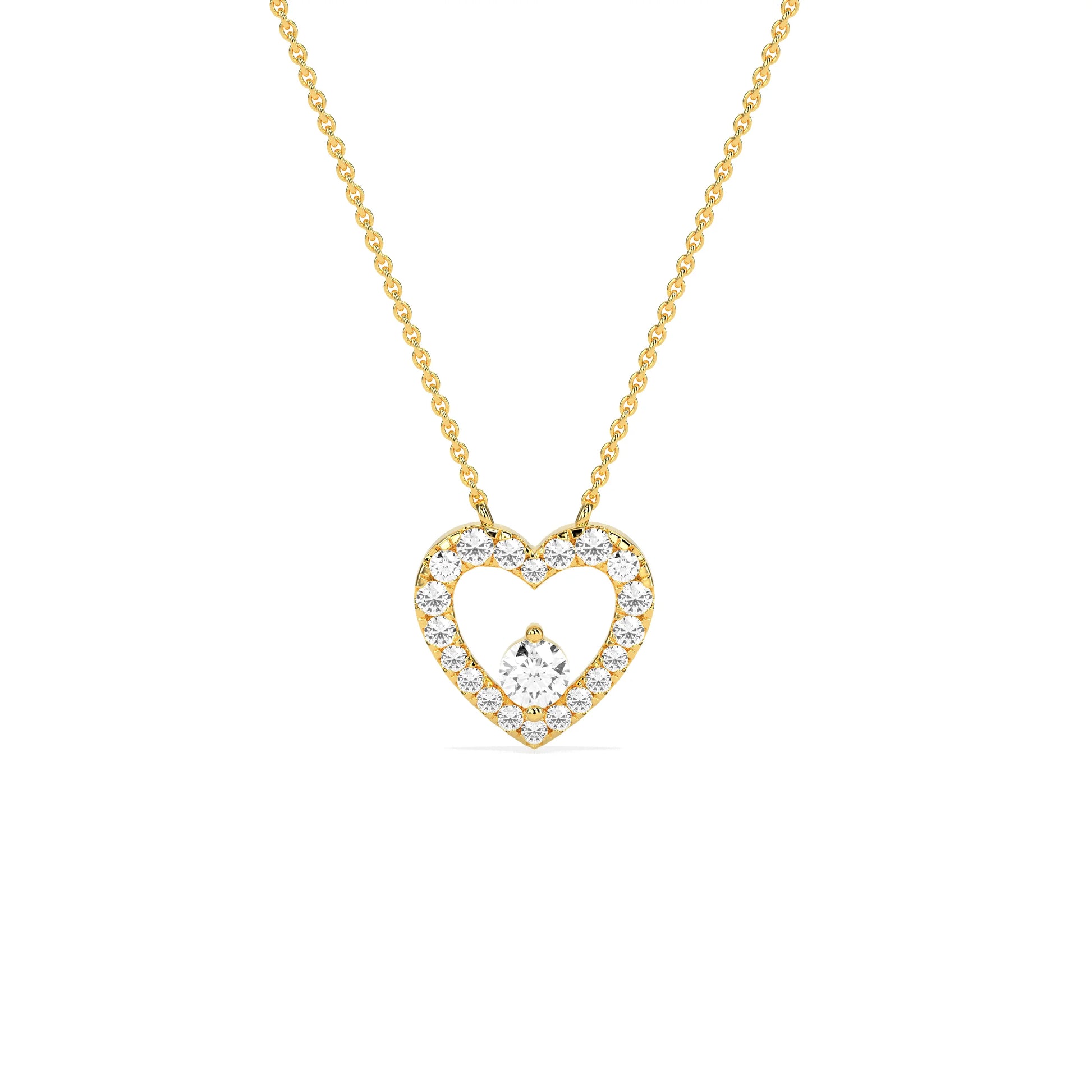 Exquisite Round Diamond Heart Pendant