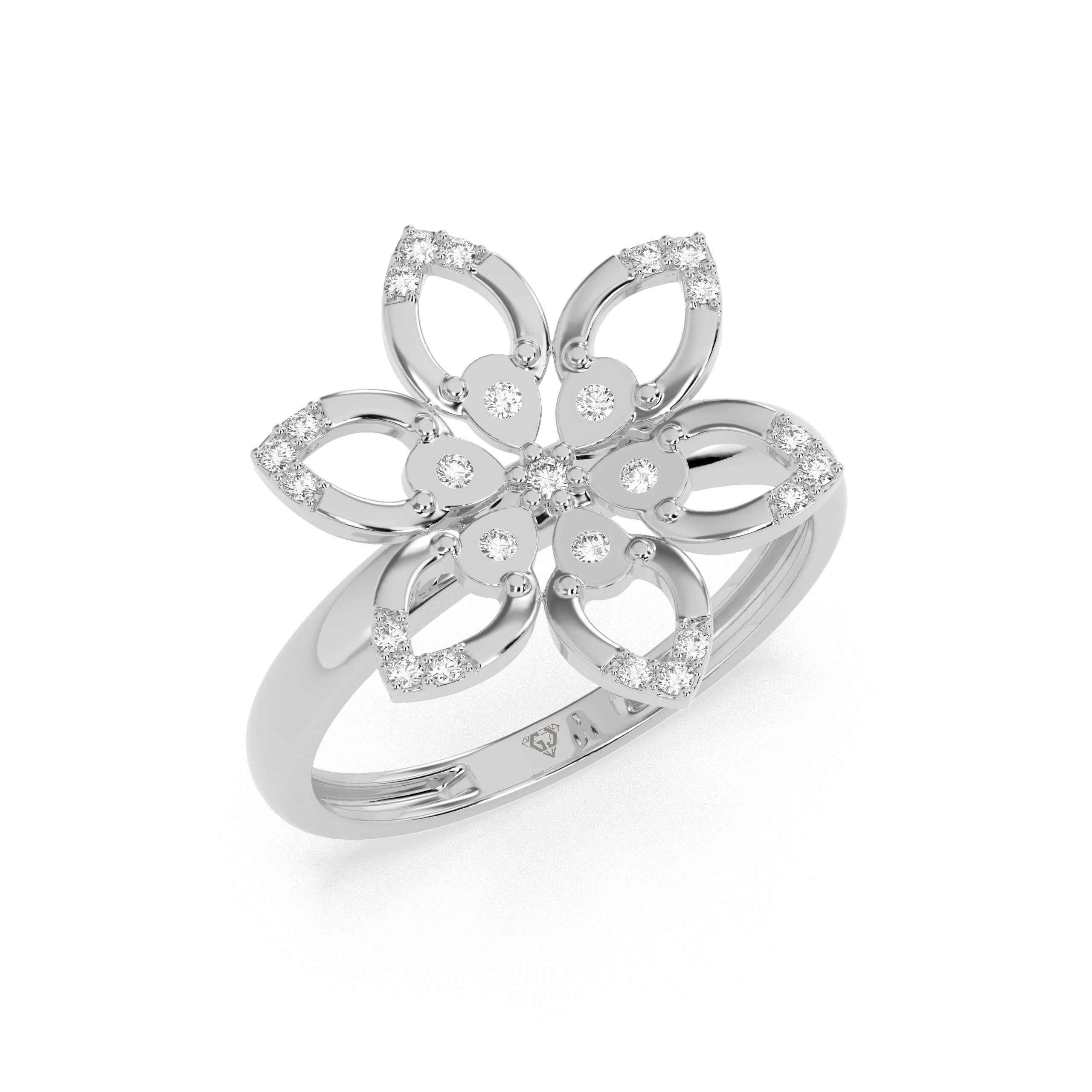 0.11 CT Flower Round Diamond Ring
